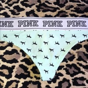 NWT PINK Victoria’s Secret dogs thong M